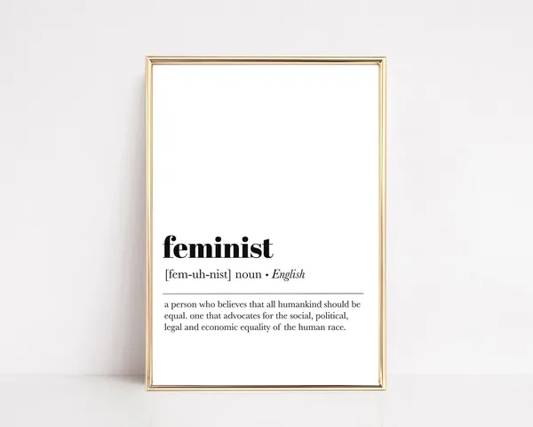 Feminist Definition Poster, Minimalist Typography Art