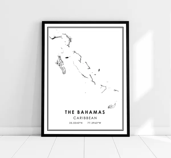 The Bahamas Map Travel Poster, Caribbean City