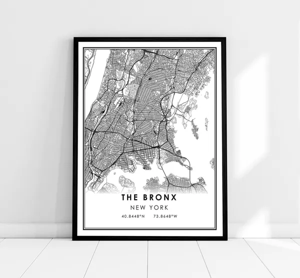 The Bronx Map Print, New York City Travel Poster
