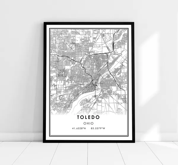 Toledo Map Print, Ohio City Travel Poster