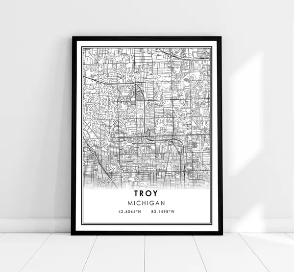 Troy Map Print Poster, Michigan City