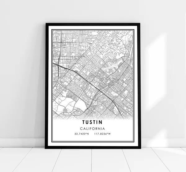 Tustin Map Print Poster, City Travel Art