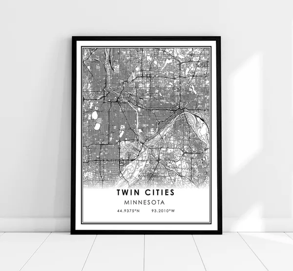 Twin Cities Map Print, Minnesota Travel Poster