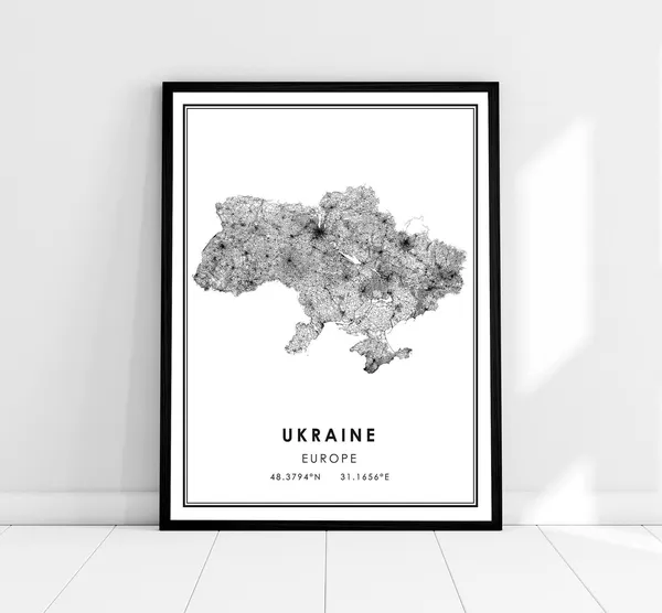 Ukraine Country Map Poster Print, Travel Map