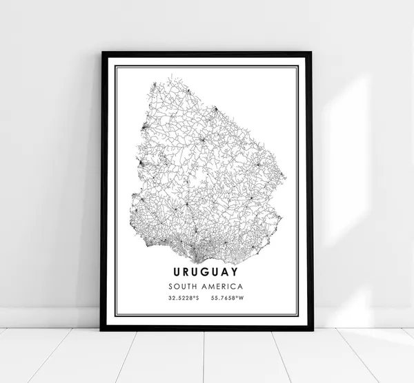 Uruguay Map Print Poster, Travel Poster