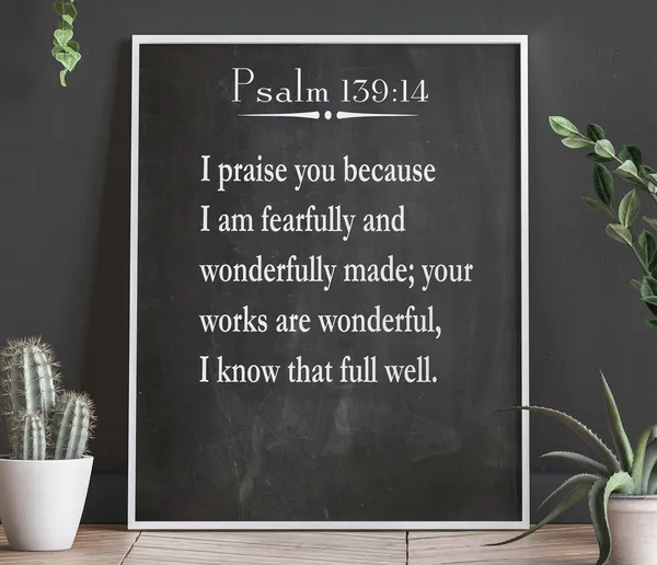 Psalm 139:14 Bible Quote Poster, Christian Wall Art