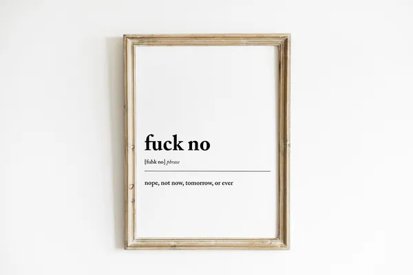 Fuck No Funny Typography Modern Wall Art Print