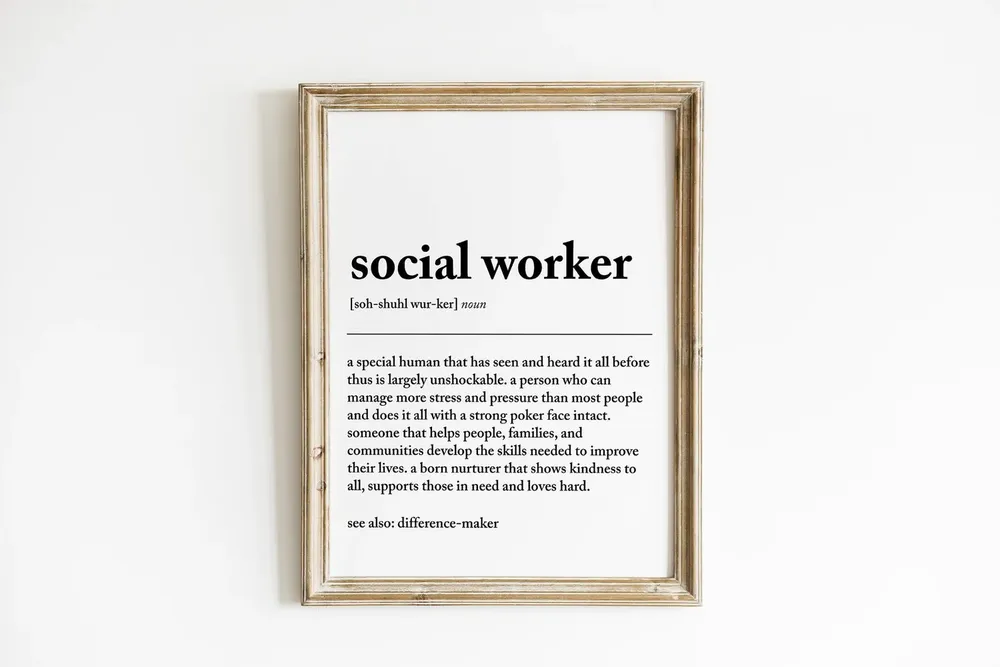 Social Worker Definition Print, Gift For Office