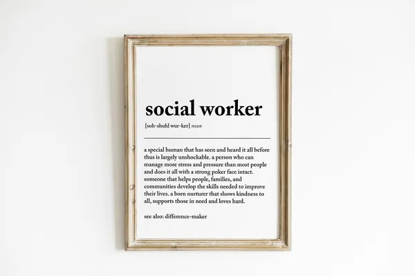 Social Worker Definition Print, Gift For Office