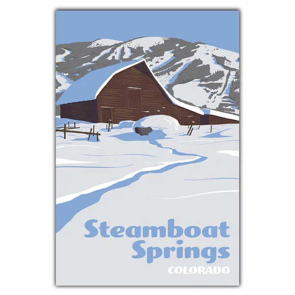 Steamboat Springs Barn Travel Poster, Rustic Postcard