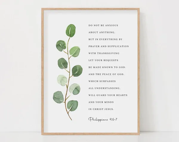 Philippians 4:6-7 Botanical Scripture Art Print