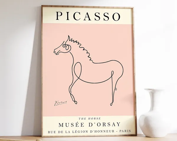 Picasso Horse Exhibition Poster, Vintage Minimalist Art