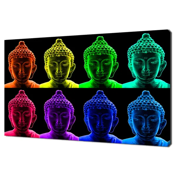 Rainbow Buddha Portraits, Pop Art Wall Art Print