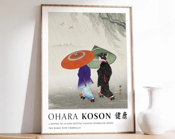 Ohara Koson Exhibition Poster, Vintage Japanese Decor