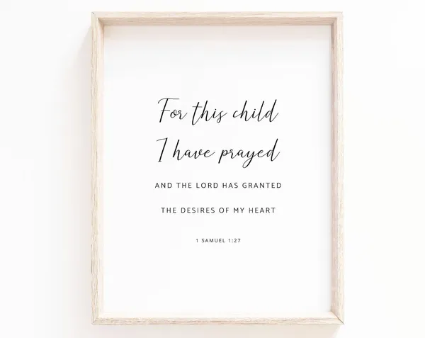 1 Samuel 1:27 Scripture Art Print, Nursery Wall Decor