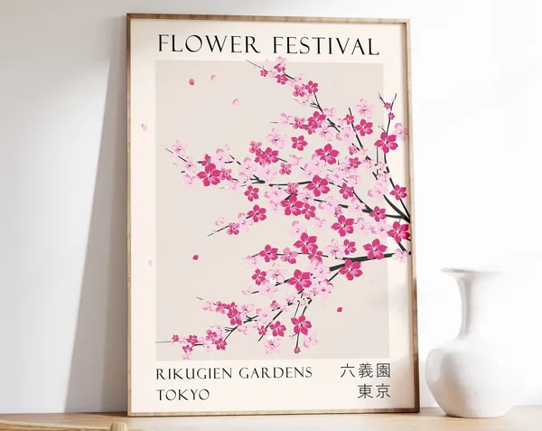 Flower Market Tokyo Japan Travel Poster
