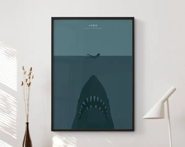 Jaws Minimalist Movie Poster, Film Wall Art Print