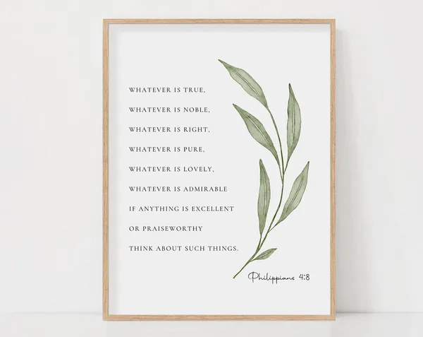 Philippians 48 Bible Verse Art Print, Botanical