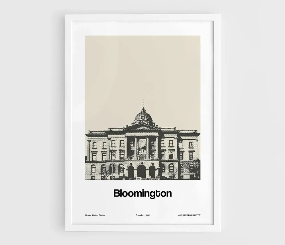 Bloomington Illinois Downtown Minimalist Art Print