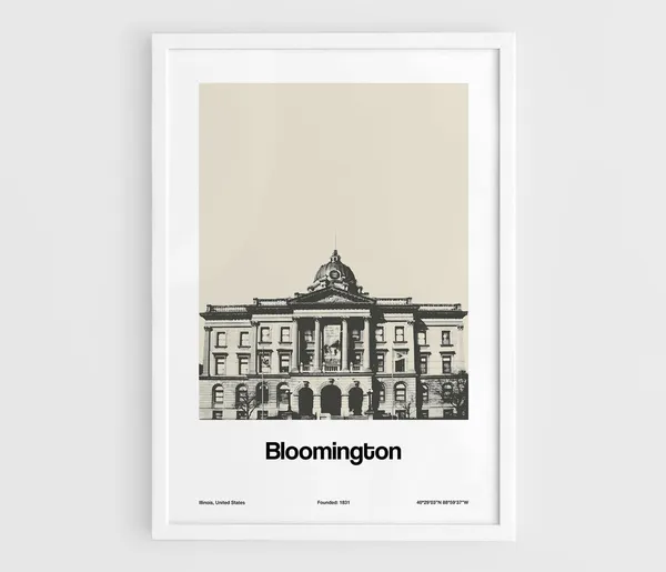 Bloomington Illinois Downtown Minimalist Art Print