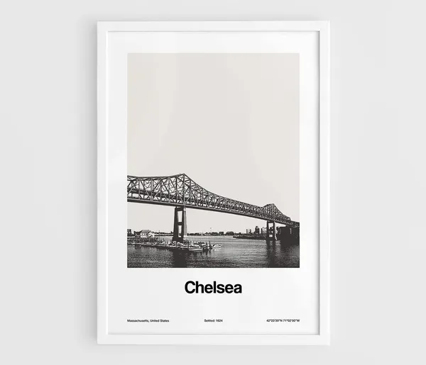 Chelsea Boston Massachusetts Poster, Minimalist Art Print