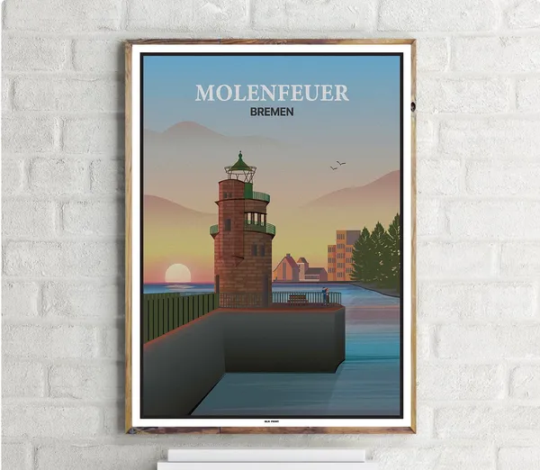 Molenfeuer Bremen Vintage Travel Poster