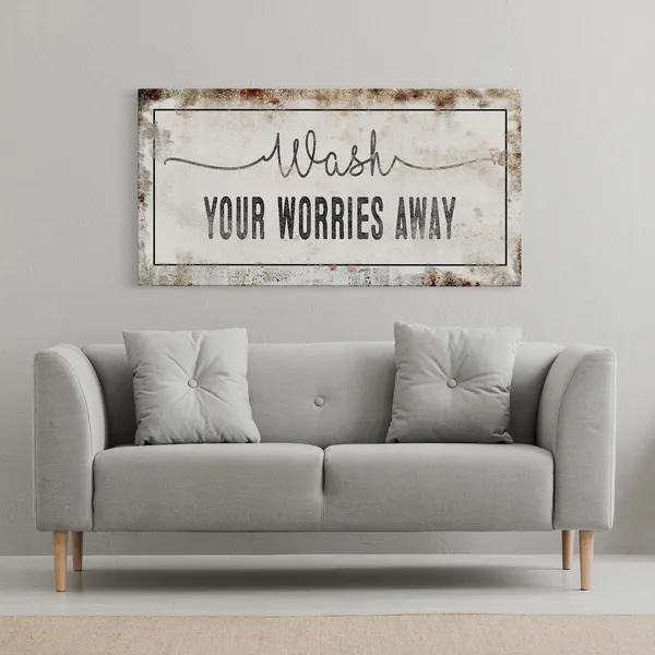 Wash Your Worries Away Bathroom Sign, Bath Wall Art Print
