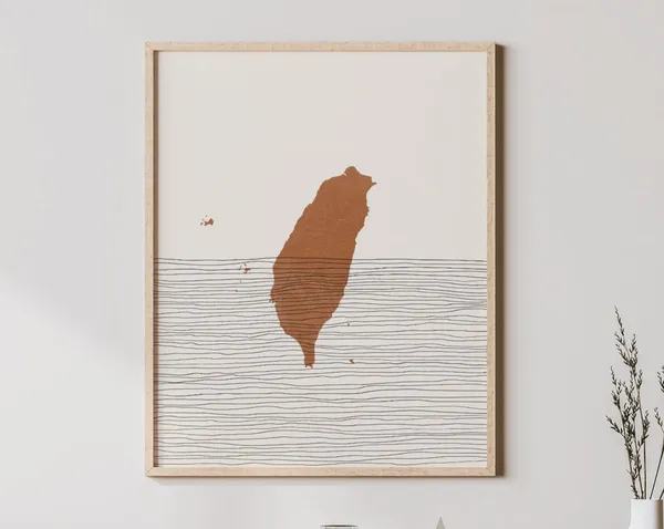 Taiwan Boho Travel Poster Map Silhouette