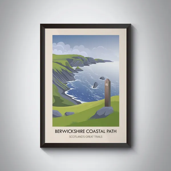 Berwickshire Coastal Path Vintage Travel Poster
