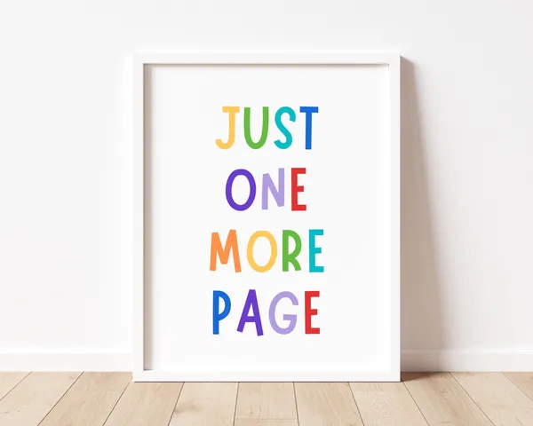 Just One More Page Reading Corner Rainbow Poster