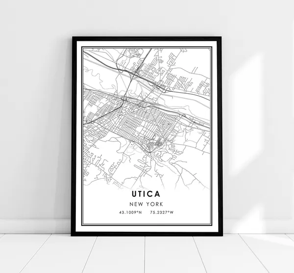 Utica Map Art Print, New York Travel Poster