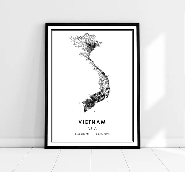 Vietnam Map Print Poster, Travel Poster