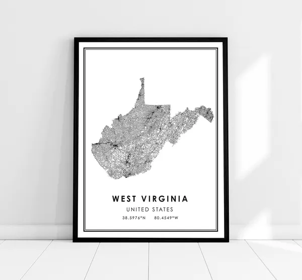 West Virginia United States Map Poster Print