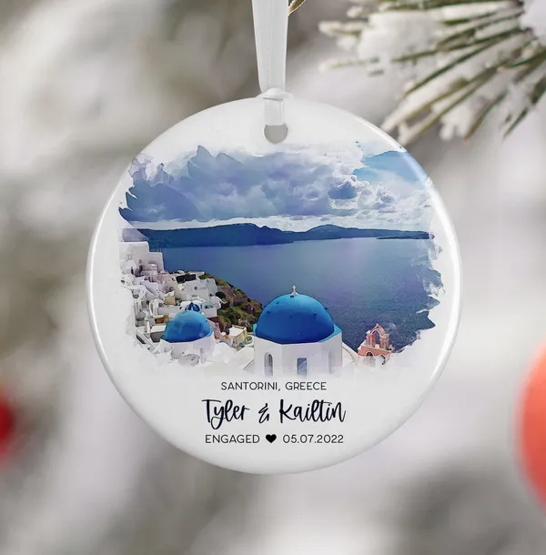 Santorini Greece Personalized Travel Art Print