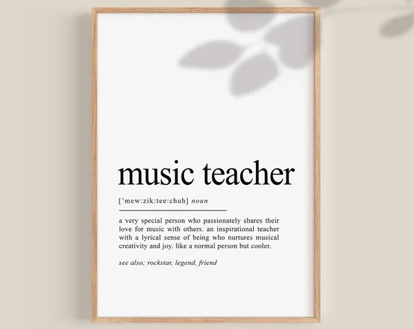 Music Teacher Definition Art Print, Piano Teacher Gift