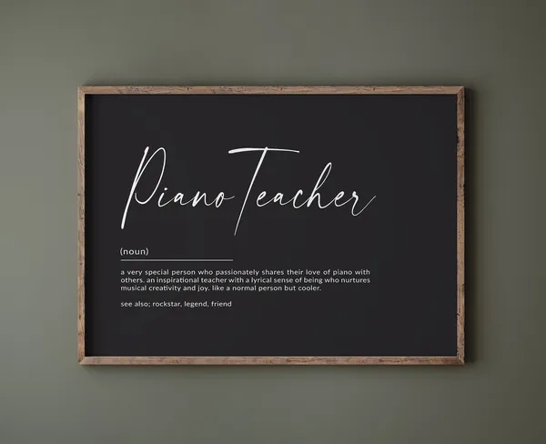 Piano Teacher Definition Art Print, Music Teacher Gift