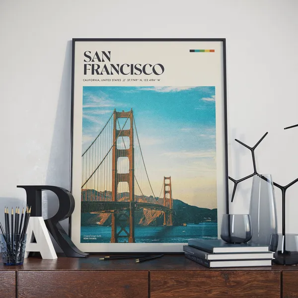 San Francisco Retro Travel Poster, Minimalist Decor
