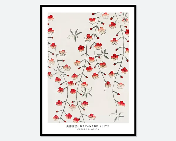 Watanabe Seitei Cherry Blossom Vintage Woodblock Art Print