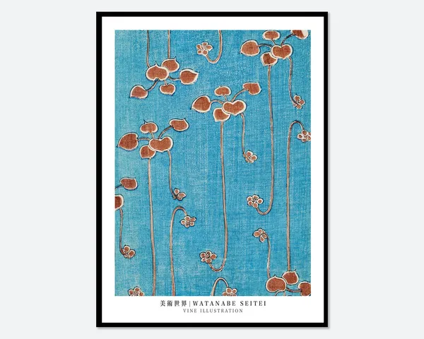 Watanabe Seitei Vine Illustration, Vintage Art Print