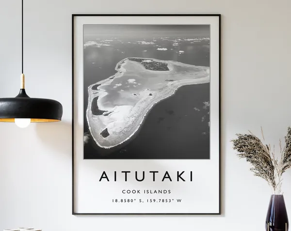 Aitutaki Travel Poster, Cook Islands Beach Art