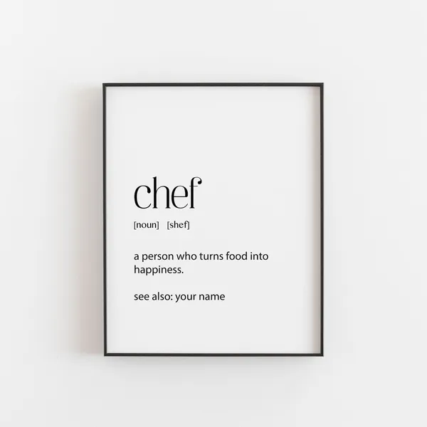Personalised Chef Wall Art, Gift for Kitchen