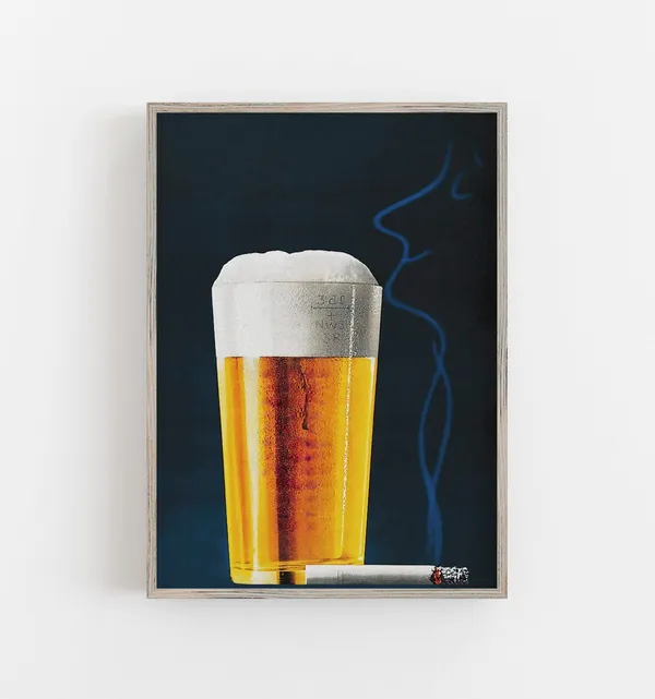 Vintage Beer Art Print, Bar Cart Retro Wall Decor