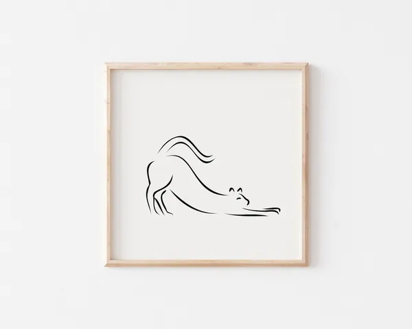 Picasso Cat Line Art Print, Minimalist Black White