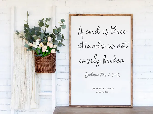 A Cord Of Three Strands Personalized Wall Art Print