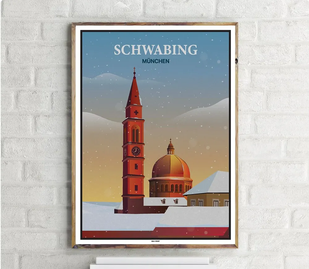 Munich Schwabing Vintage Travel Poster