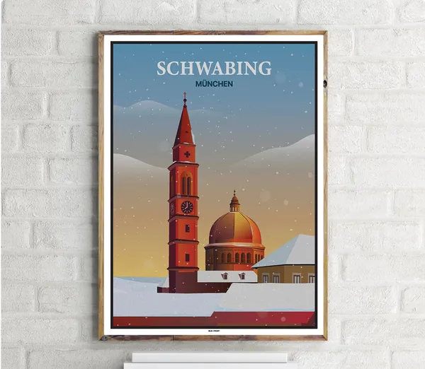 Munich Schwabing Vintage Travel Poster
