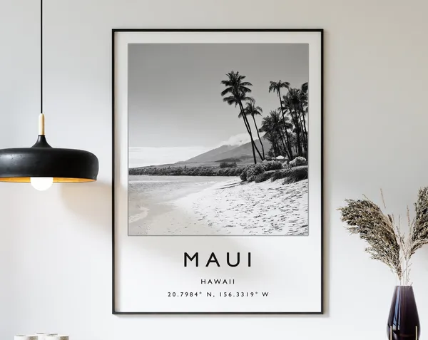 Maui Travel Poster, Hawaii Beach Travel Art