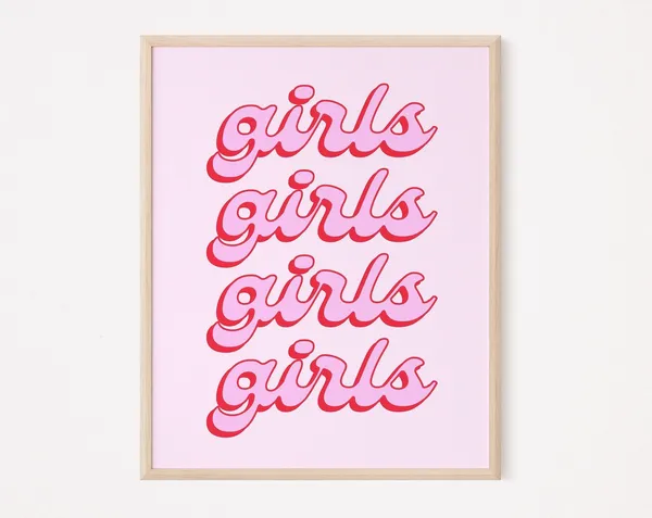 Girls Feminist Wall Art Print, Pink Dorm Decor