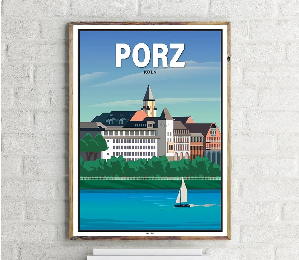 Kln Porz Vintage Travel Poster Print