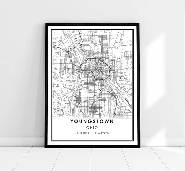 Youngstown Map Poster Print, Ohio City Map